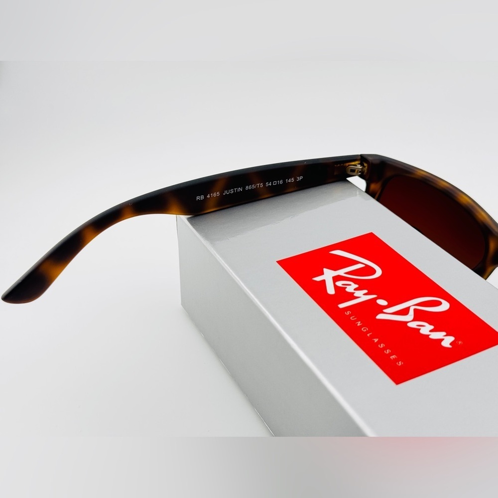 Ray-Ban Justin Polarized Sunglasses RB4165 Matte Havana Brown Gradient lenses - Picture 13 of 15